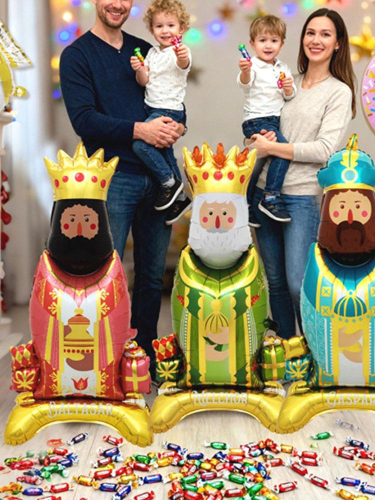 3PCS Kings Festival Balloon Theme Party Orange Face White Face Brown Face King Balloon Birthday Party Supplies Christmas Balloon