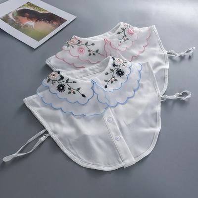 Fashion Women Fake Collar Vintage Embroidery Lapel White Shirt Detachable Collar for Half Shirt Blouse Tops Decorative