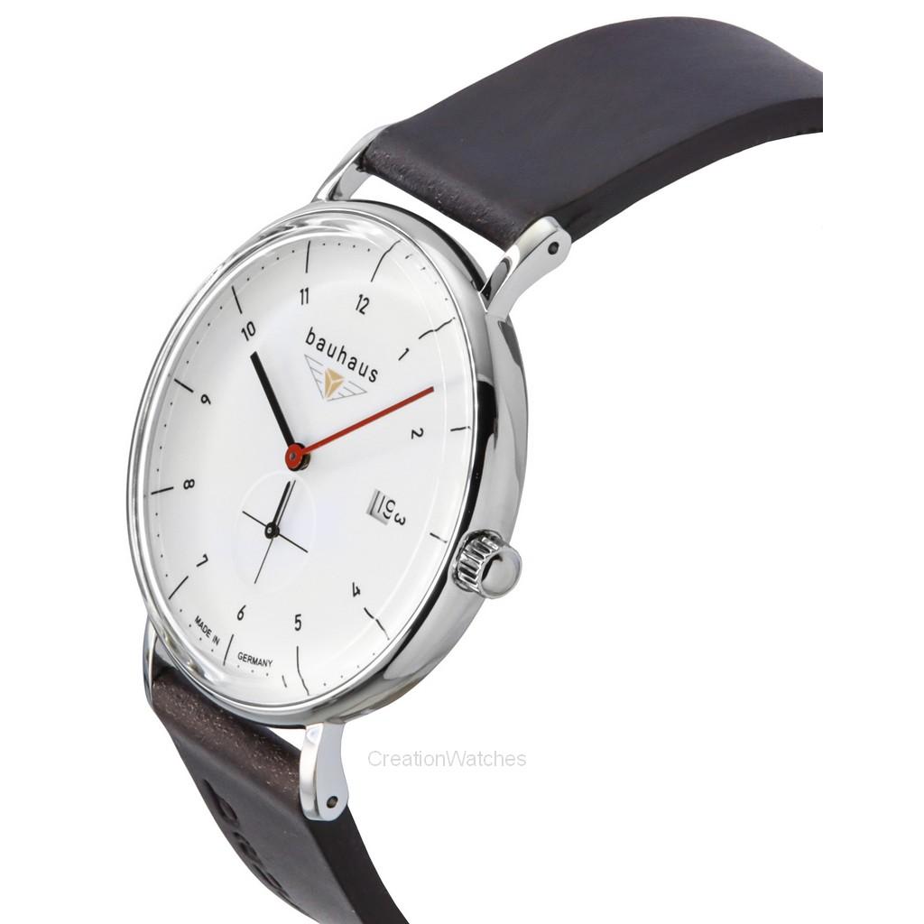 Bauhaus Classic Leather Strap White Dial Quartz 21301 Men's Watch