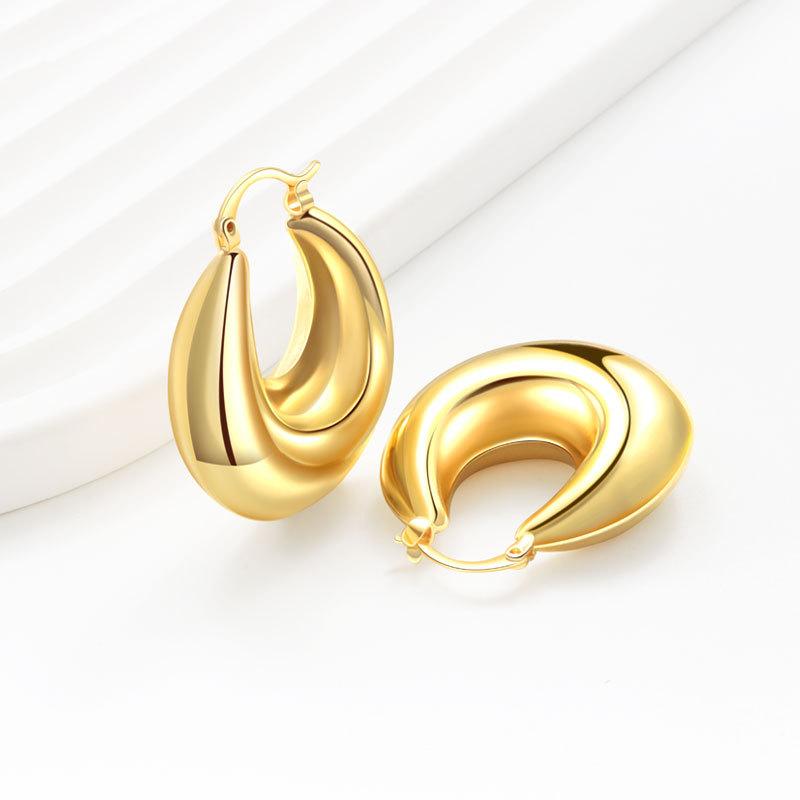 2025 High Quality Wholesale High Quality Thick Hypoallergenic Screw Twisted C-shaped Dull Retro Women s Earring Accessories