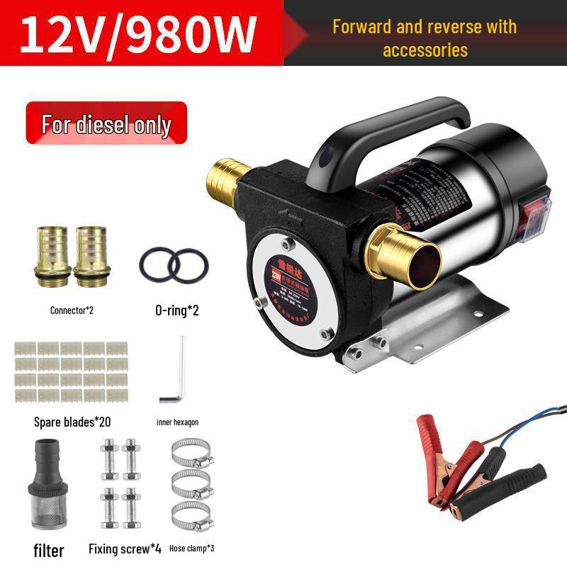 Universal 12V/24V Electric Diesel Oil Transfer Pump - Small, Large Flow, Self-Priming Oil Extractor