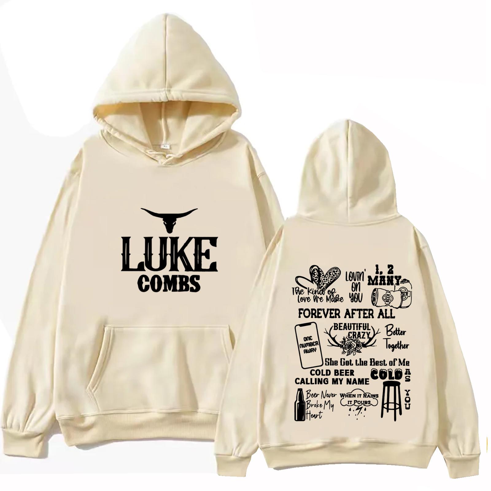 

Худі для туру Люка Комбса Топи з довгим рукавом Звичайна толстовка Подарунок для шанувальників музики Весна Літо Повсякденний M