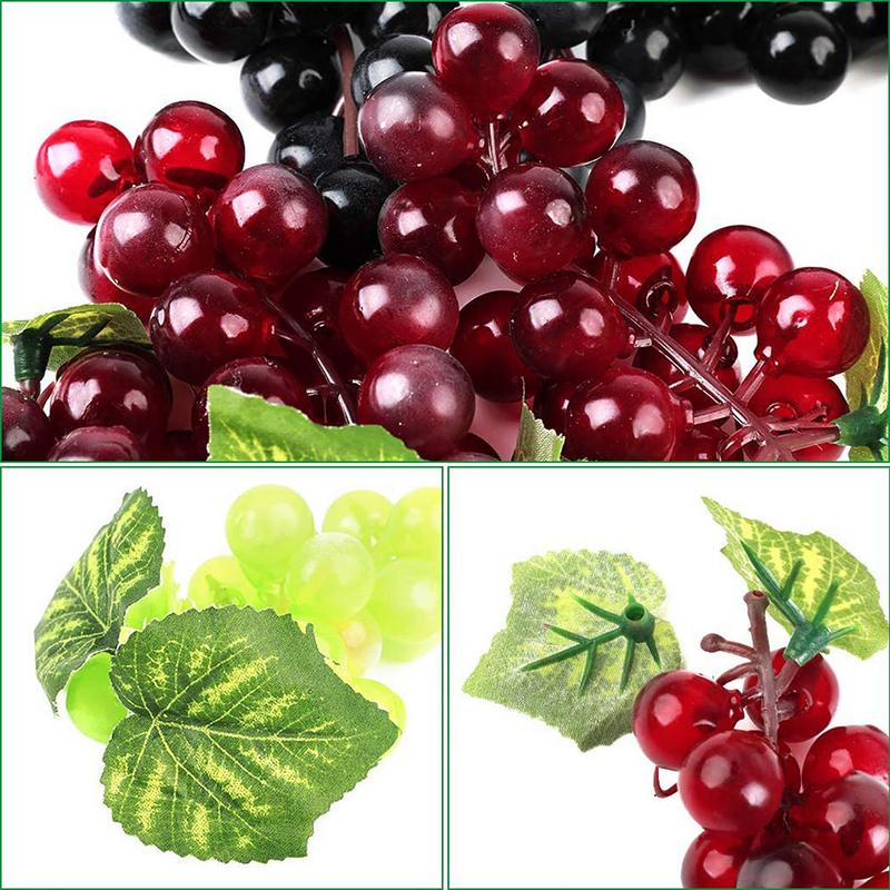 Fake Grapes Bunches Reusable Black Purple Green Grapes Artificial Fruit Grape String Models For Rooms Wedding Party Supplies