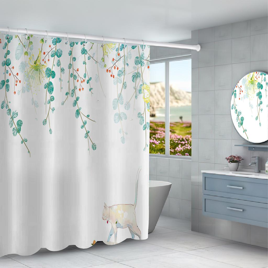 JINRUN Badezimmer verdickter wasserdichter Vorhang, schimmelfester Duschvorhang, Duschtrennwand-Vorhang, Duschvorhang, Badezimmer-Vorhang, kostenlose Perforation