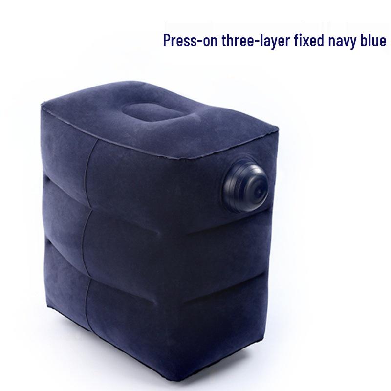 Flocking Press-to-Inflate Travel Footrest: Adjustable Universal Car & Plane Leg Rest