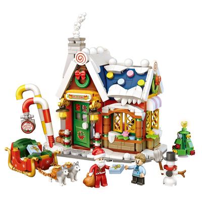 Maison de Noël Père Noël 788 pièces Blocs de construction Cadeaux de Noël Jouets pour enfants Puzzle assemblage Ornements créatifs Décoration