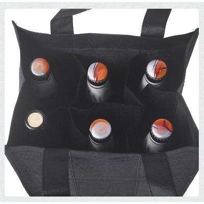 Black Nonwoven Laminated Wine Carrier Bag Holds 1 To 9 Bottles Single Double Four Six Nine Bottle Capacity Tote