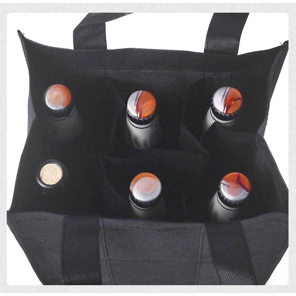 Black Nonwoven Laminated Wine Carrier Bag Holds 1 to 9 Bottles Single Double Four Six Nine Bottle Capacity Tote China Mainland