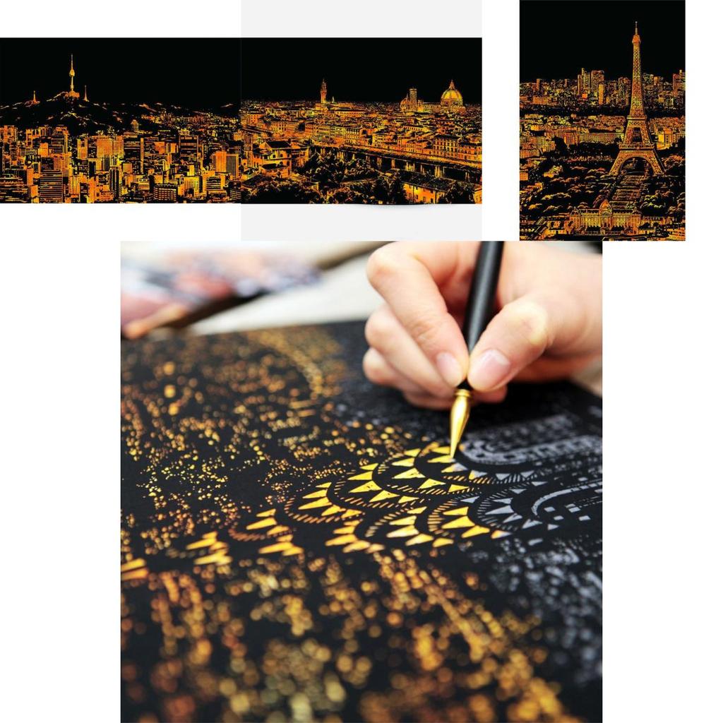 Exquisita Pintura Rasca Mágica Rasca Lienzo de Pintura de Vista Nocturna Tablero Versátil Juguetes Educativos de Juego Para Mentes Creativas