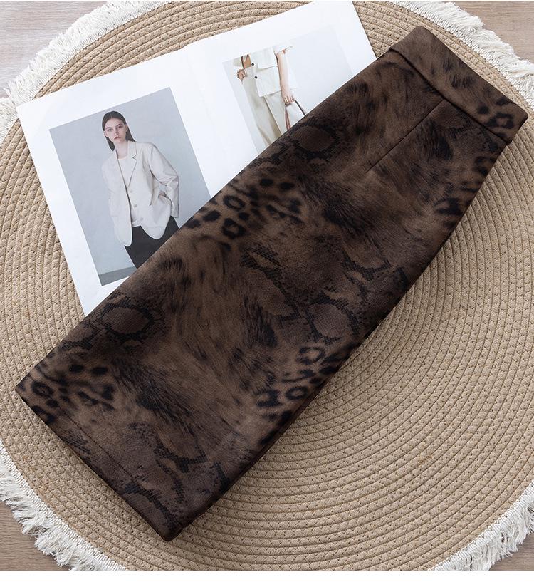 Women's High Waist Leopard Print Suede Skirt - Autumn/Winter 2025