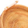 Round Rattan Basket Durable Handwoven Bread Decorative Organizer Rustic Style Snacks Biscuits with