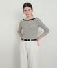 NOTIA Boat Neck Ribbed Stripe T-Shirt - Black Stripe
