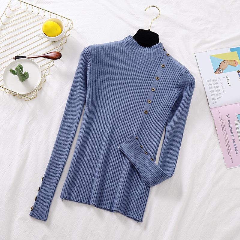 Damen Slim-Fit Langarm Strickpullover - Halber Stehkragen, Neue Herbst/Wintermode 2025