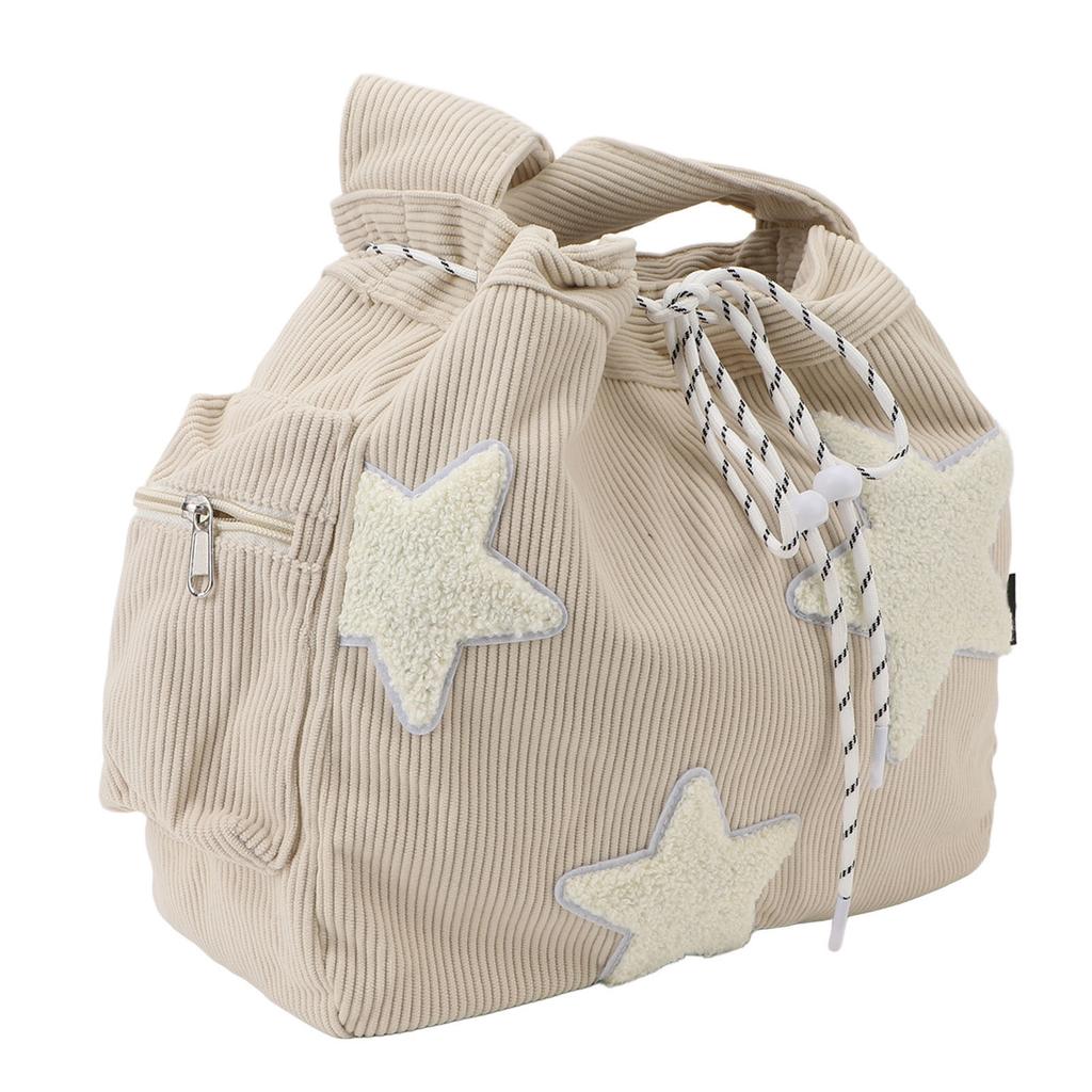 Velvet Shoulder Bag Cute Large Capacity Zipper Closure Star Pattern Women Shoulder Handbag for
