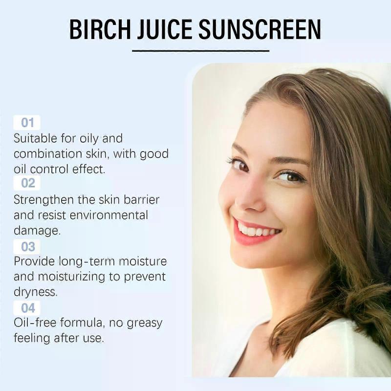 Birch Juice Feuchtigkeitsspendende Sonnencreme, verbesserter Lichtschutzfaktor 50+, wasserfest und nicht fettend