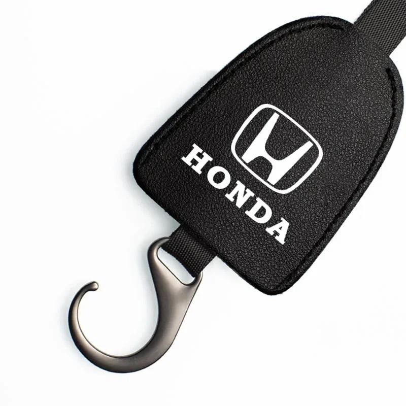 Car Hot 2025 1/2pcs Leather Car Seat Back Hooks Portable Hanging Bag Rack For Honda Civic Odyssey Vezel Accord Pilot Fit XRV CRV