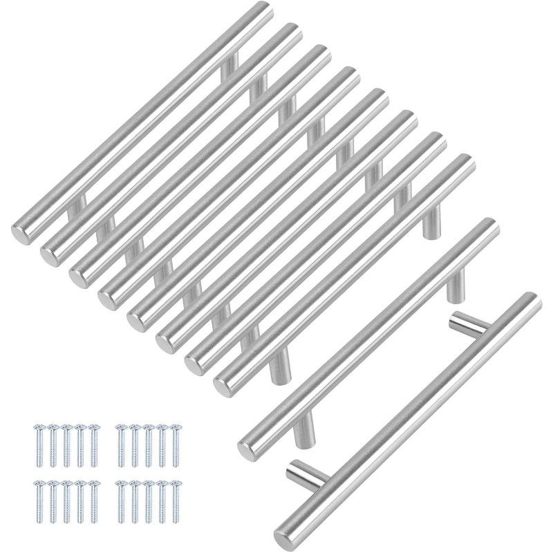 6 Pack Brushed Nickel Stainless Steel Cabinet Pulls, Modern Kitchen Drawer Handles Hardware