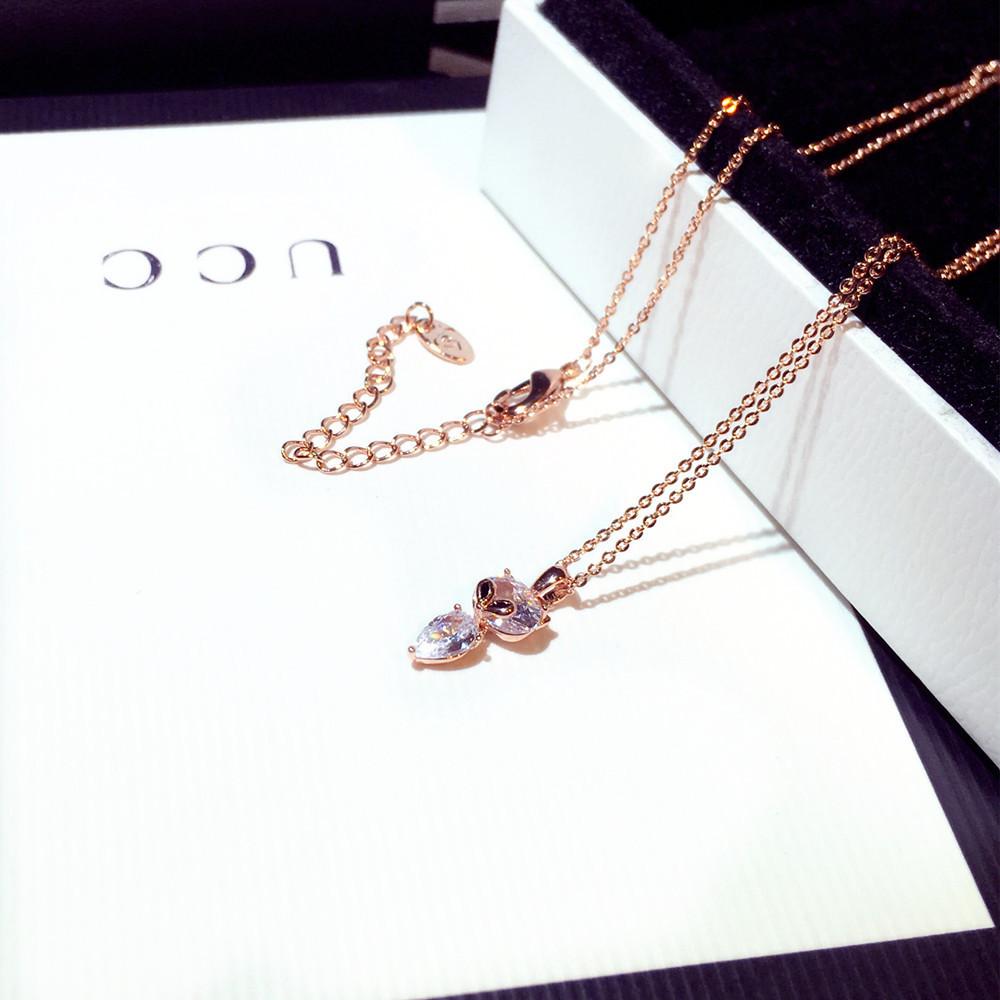 

Модное японское и корейское модное изысканное ожерелье с инкрустацией бриллиантами в виде маленькой лисы с темперой в виде ключицы, короткое ожерелье