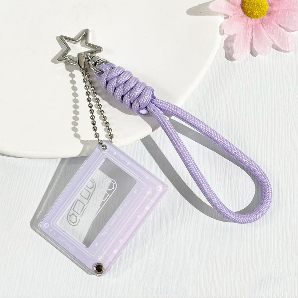 Music Player Photo Frame Keychain Acrylic Slide 1 Inch Photo Organizer Photocard Case Hanging Pendant for Bag