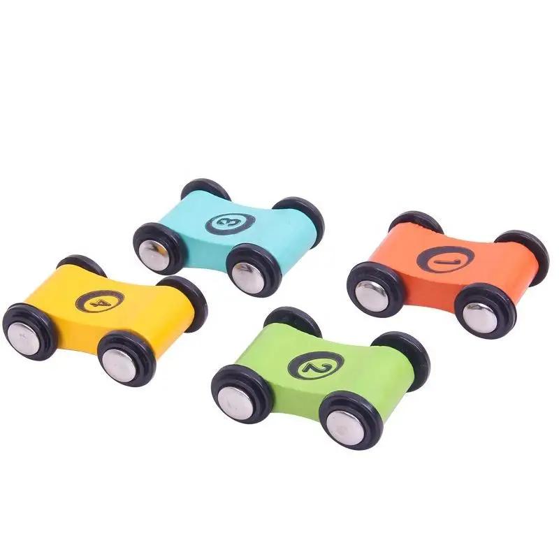 1/4Pcs Kids Wooden Gliding Car Toy Ramp Race Slide Track Mini Car Games Replacement Car Colorful Model Vehicle Playthings Ideal For Boys
