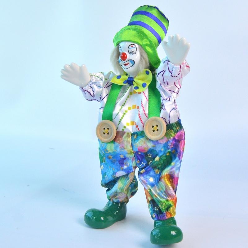 Elegant Ceramic Clown Doll Poseable Clown Figurine Statue For Tabletop Shelf Decoration Halloween Carnivals Ornament