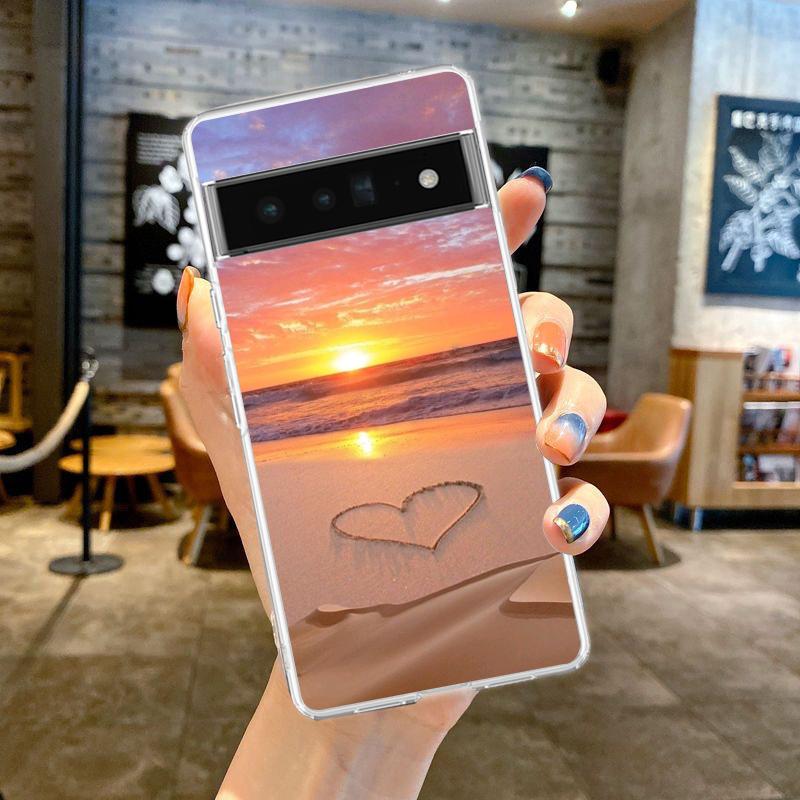 

Beach Dusk Sky Phone Case Cover for Google Pixel 8 7 6 5 4 4XL Shockproof Silicone 7A 6A 5A 4A 3A 3AXLPro 5G Transparent Shell Pixel 8