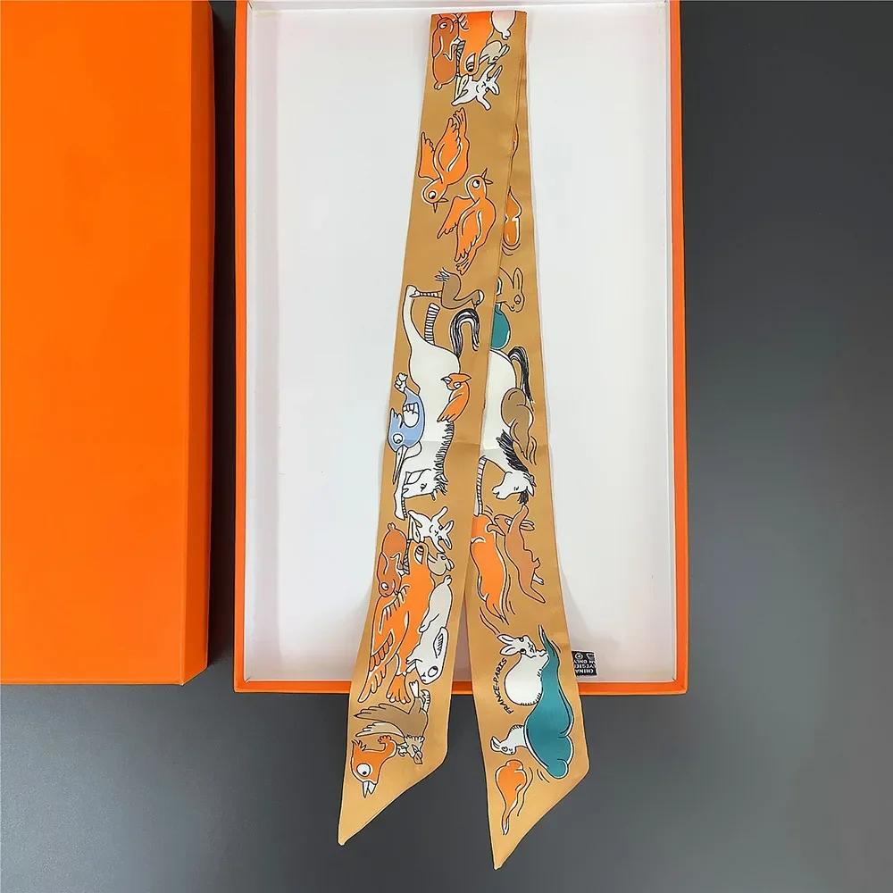 Long Lady Bag Silk Scarf Skinny Neck Hair Scarfs For Women Band Headwear Handbag Tie Ribbons  New Handle Wraps Summer