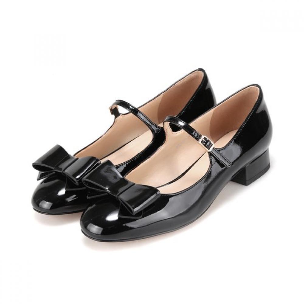 Barbara Soft Leather Patent Ribbon Mary Jane Pumps 2.5cm Bbj126bk 250mm