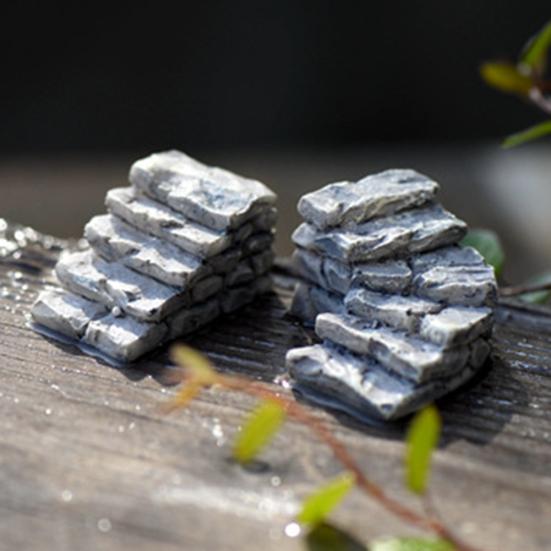 2Pcs Mini Harz Schritte Garten Miniatur Stein Treppe Straße Landschaft Ornament