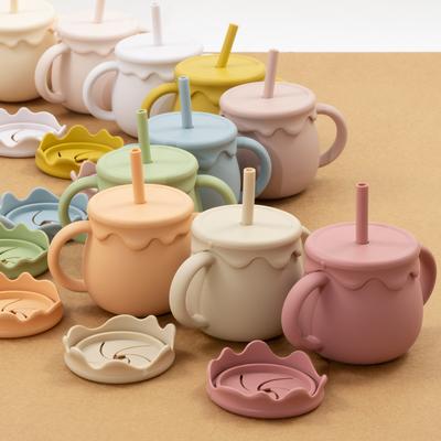 Neue Kinder Silikon Fütterung Lebensmittel Aufbewahrungsbox Snackbecher Tragbarer Neugeborenen Trinkbecher Säugling Doppelzweck Schnabeltasse Babysachen