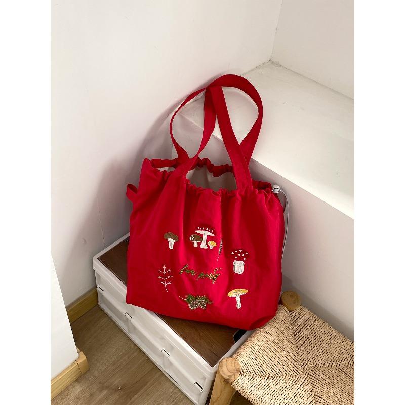 New letter printing bag women's large-capacity nylon shoulder bag casual versatile portable drawstring tote bag