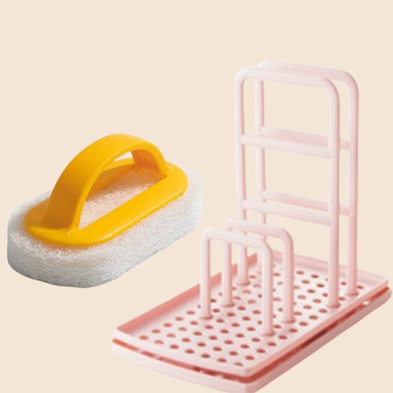 Kitchen Table Storage Rag Rack Dishwashing Cloth Drain and Punch-free Soap Rack Clean with A Daily Dishwashing Pan Brush