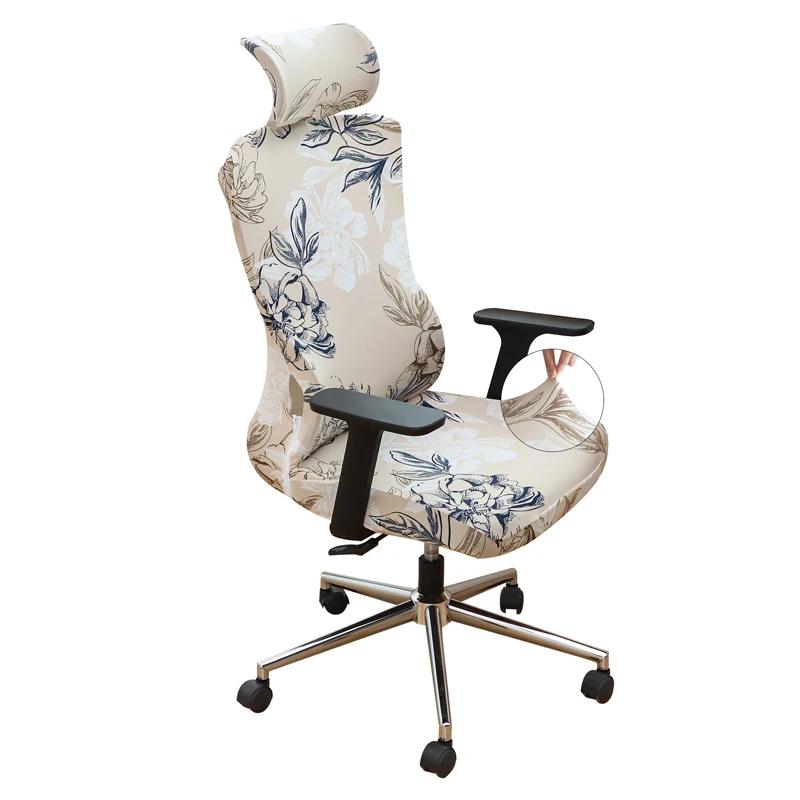 

Роскошная чехол-накидка на стул с принтом и чехлом для подголовника, эластичный чехол для офисного компьютерного стула, подходит для всех сезонов