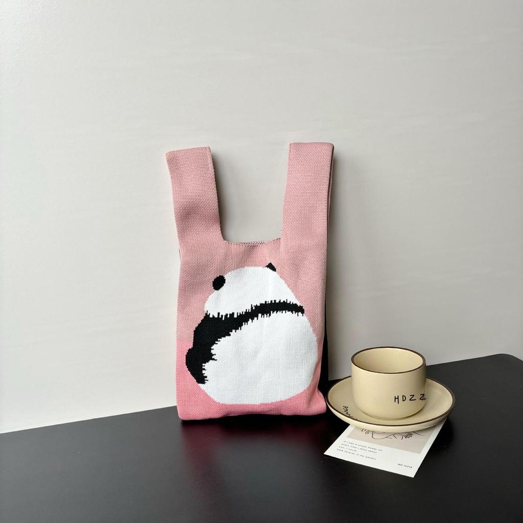 Knitted bag female animal tote bag cute souvenir snack bag versatile vest bag bucket woven gift bag