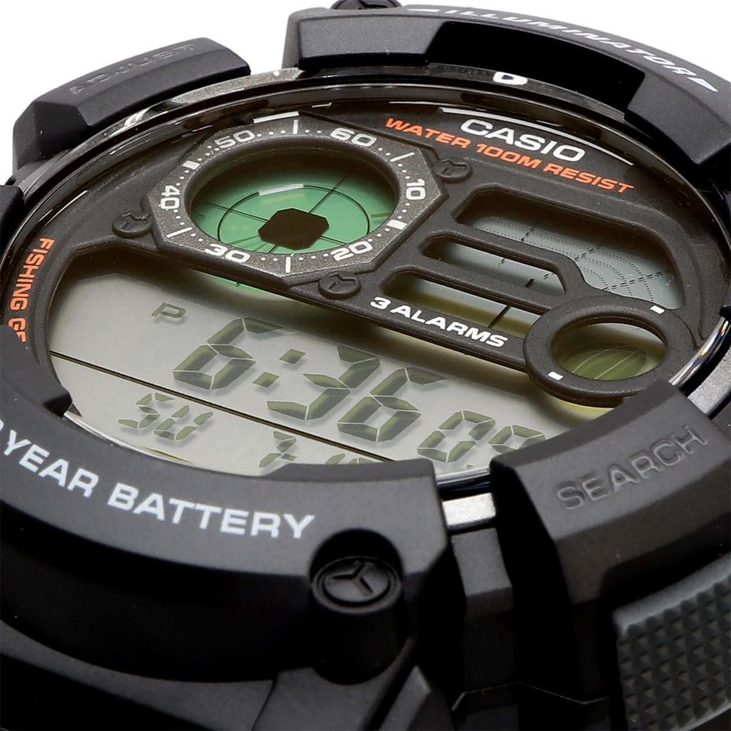 Casio Digital Men's Watch with Fishing and Moon Data Display, WS-1500H-1AV Black, Overseas Model [Parallel Import]