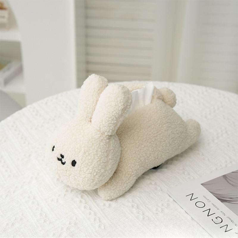 Napkin Storage Box Cute Tissue Box Plush Rabbit Holder Organizer Living Room Home Decoration Kawaii Tissue Case Napkin Dispenser