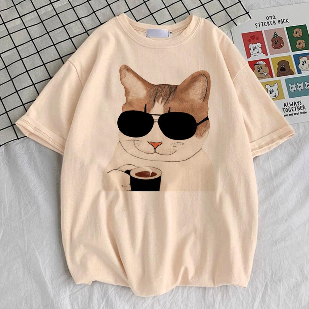 Japanese Grunge Cat t-shirt women harajuku  Graphic anime Retro streetwear Digital shirt hip hop Retro 2000s women graphic