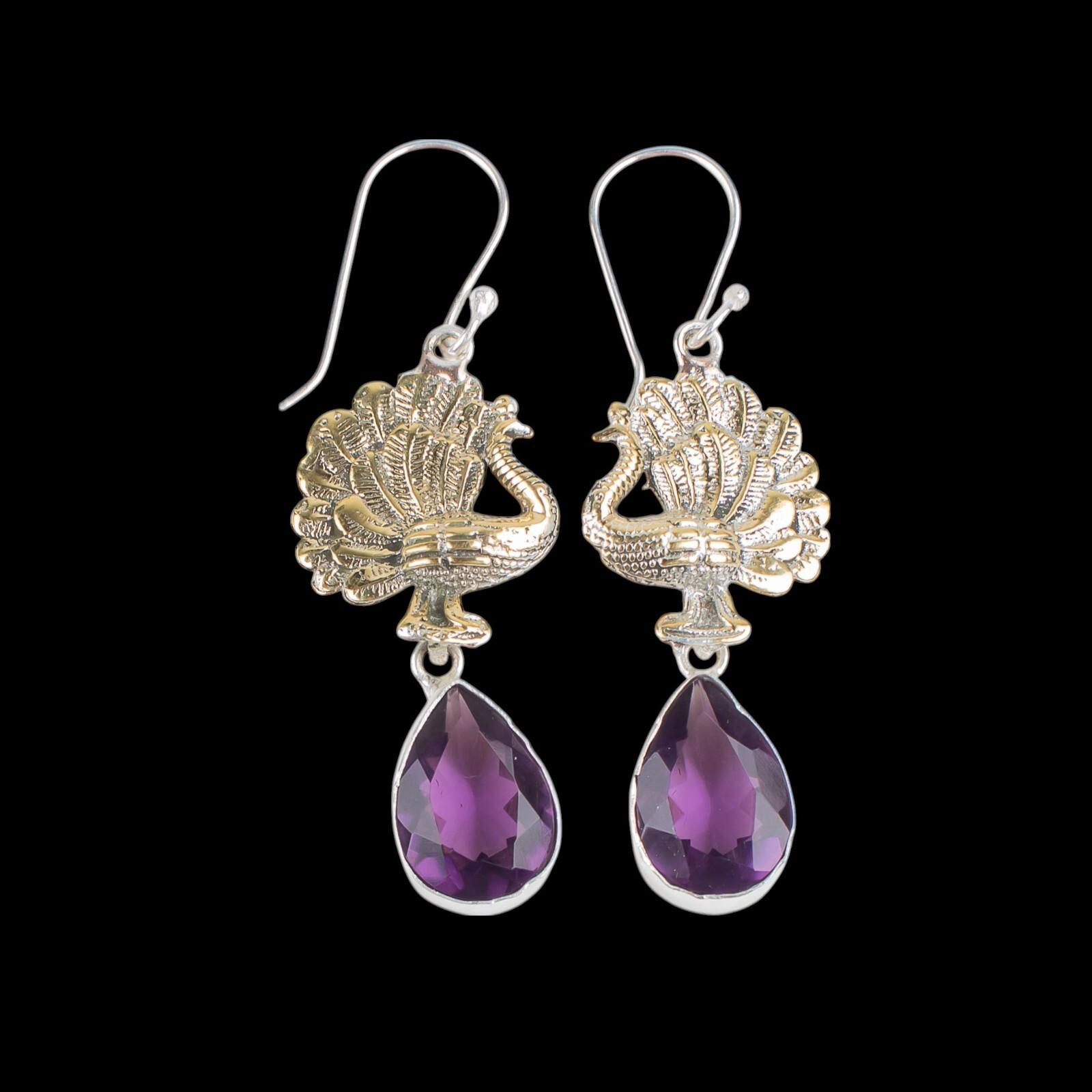 

Amethyst Gemstone 925 Sterling Silver Jewelry Handmade Drop/Dangle Earrings2.20 EE-44-9
