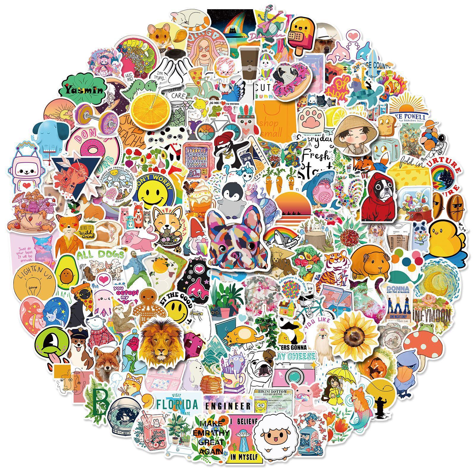 

200 Маленьких Свежих Наклеек, Водонепроницаемые Наклейки для Чемодана, Граффити