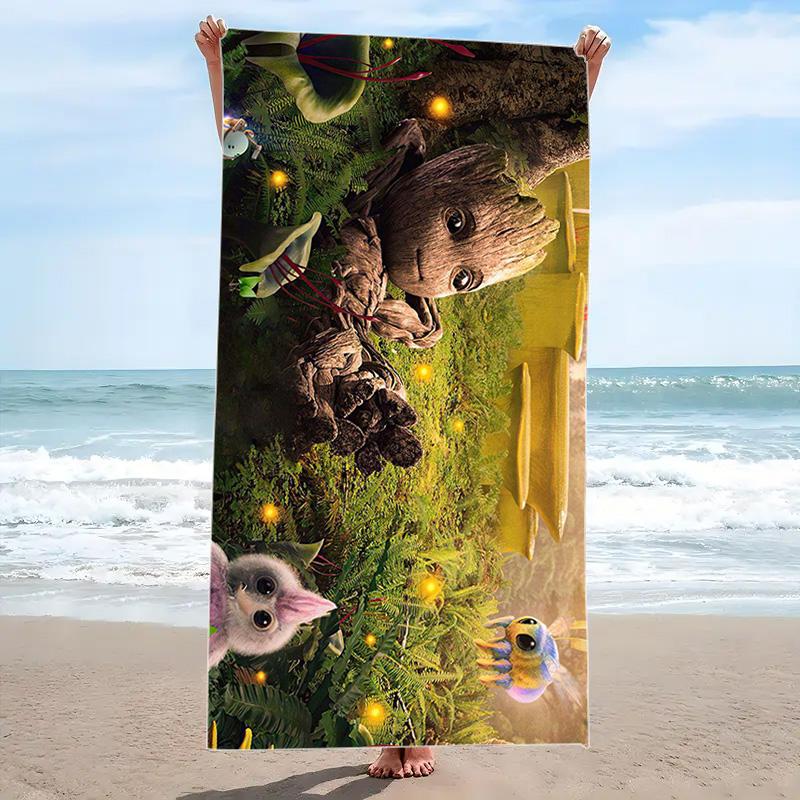 Groot Print Beach Towel, Large Soft Quick Dry Towel for Beach Camping Swimming