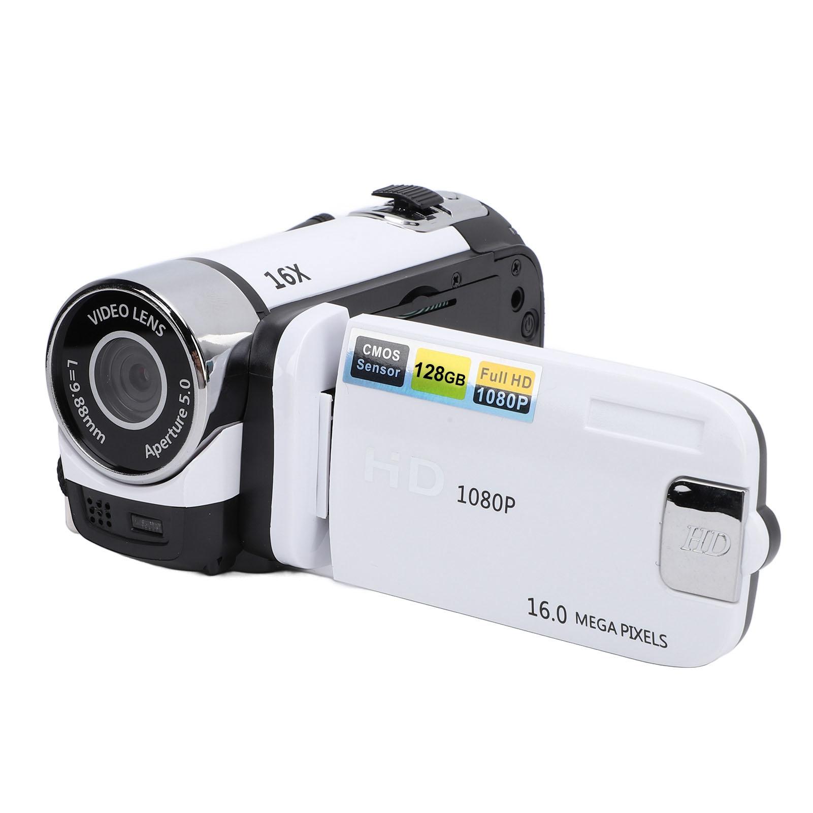 

Video Camera with 2.4 Inch Color Screen Fill Light 16MP 1080P 16X Digital Zoom Anti Shake Loop Video Recording White білий