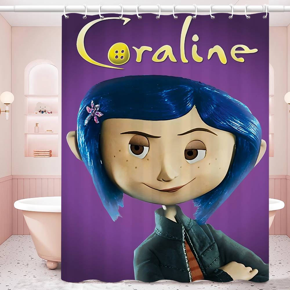 Anime Movie Coraline Shower Curtain - Water-Repellent And Leak-Resistant, Mold And Mildew Resistant For
