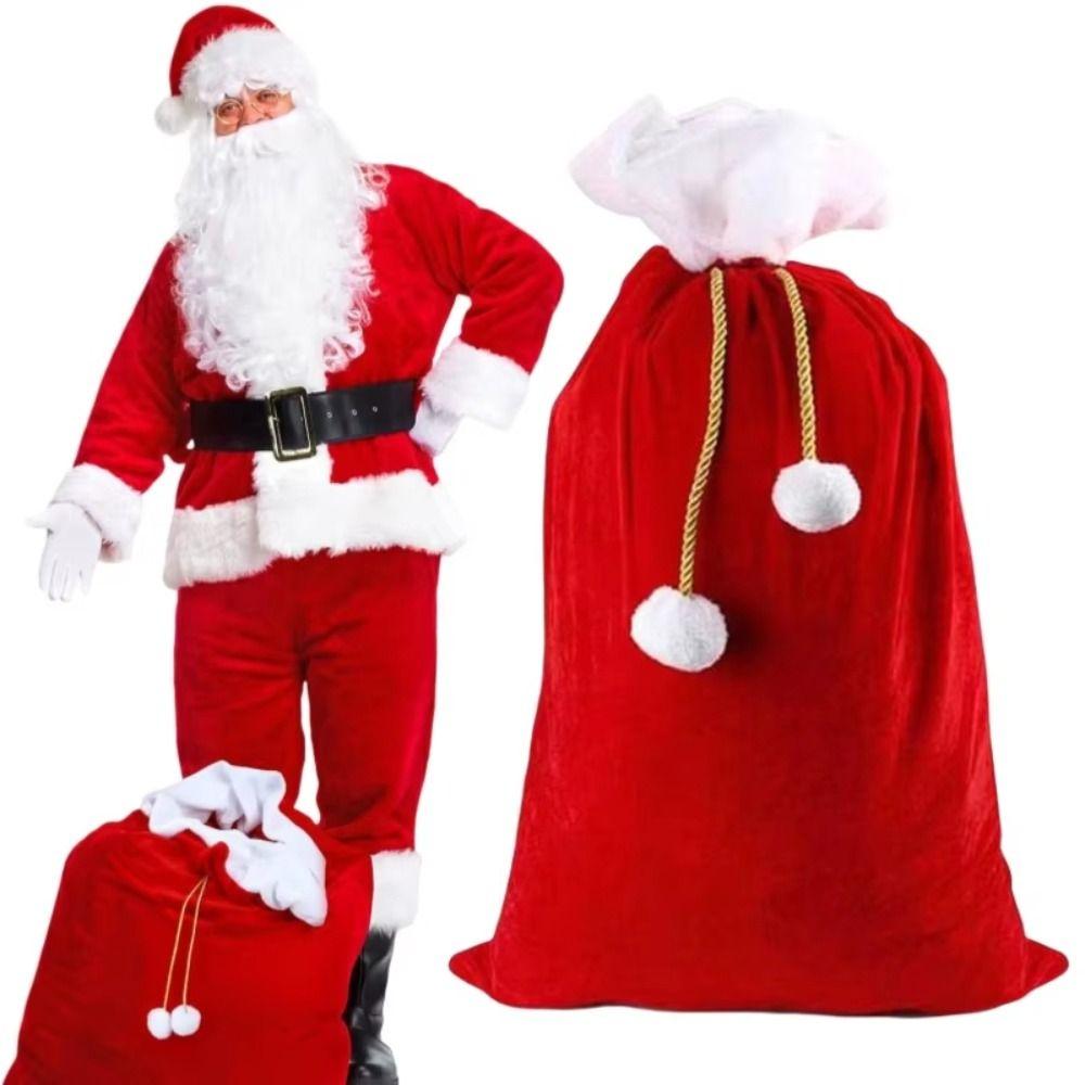 Red Santa Claus Gift Bag Creative Plush Storage Pouch Xmas Decoration Candy Bag  Holiday Gifts
