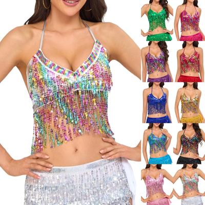 Sutien de damă cu ciucuri paiete Costum de performanță Costum de performanță