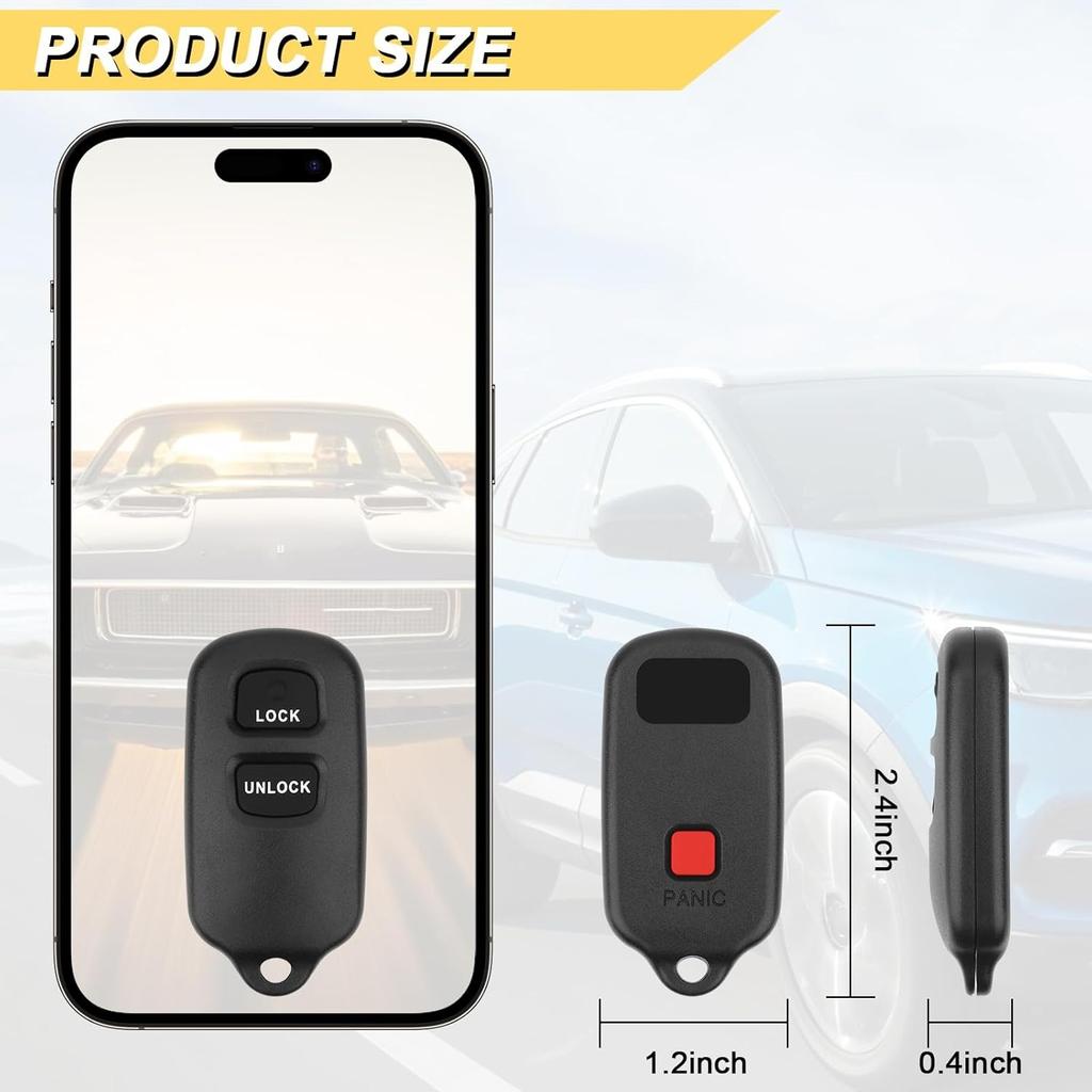 Key Fob for 01-06 Toyota Highlander/ 00-06 Celica Echo/ 00-03 Prius/ 01-04 RAV4/ 04-06 Tundra/ 99-09 4Runner/ 04-07 xB, HYQ12BBX HYQ12BAN, 2Pcs