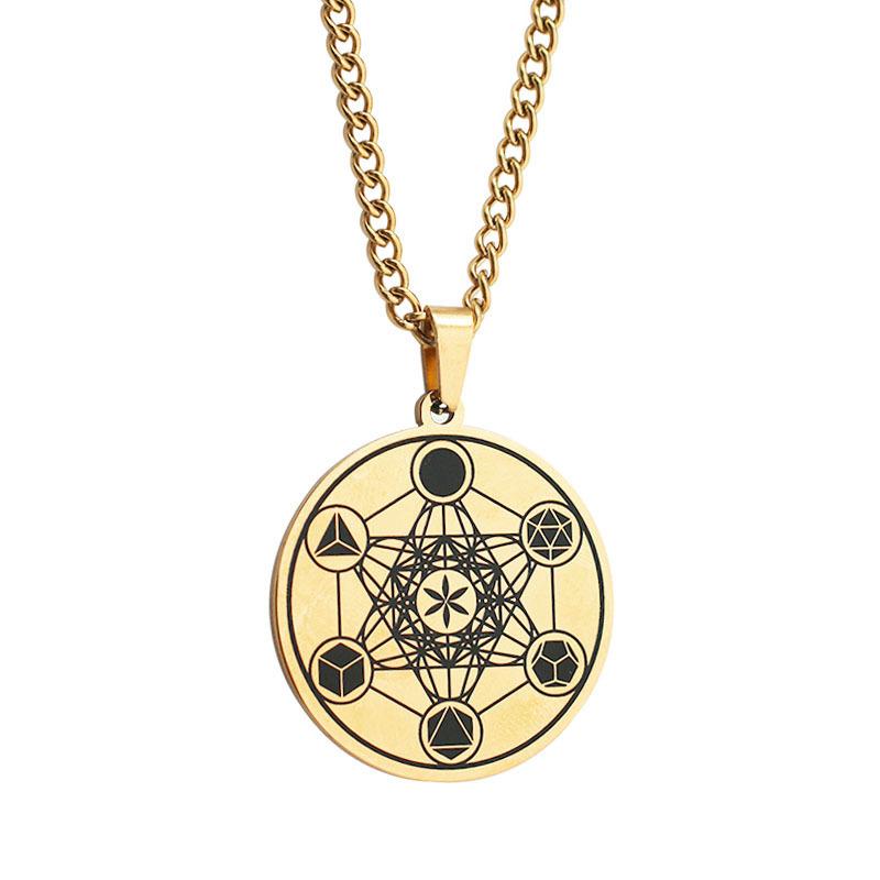 Metatron's Flower of Life Angel Solomon Pendant Titanium Steel Necklace