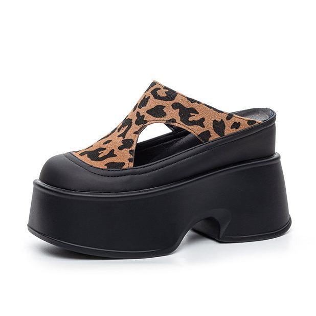 Fashion High Brand 11CM Women Genuine Leather Luxury Summer Fashion Pumps Chunky Heels Hook ROME Platform Wedge Shoes Mary Jane Slippers