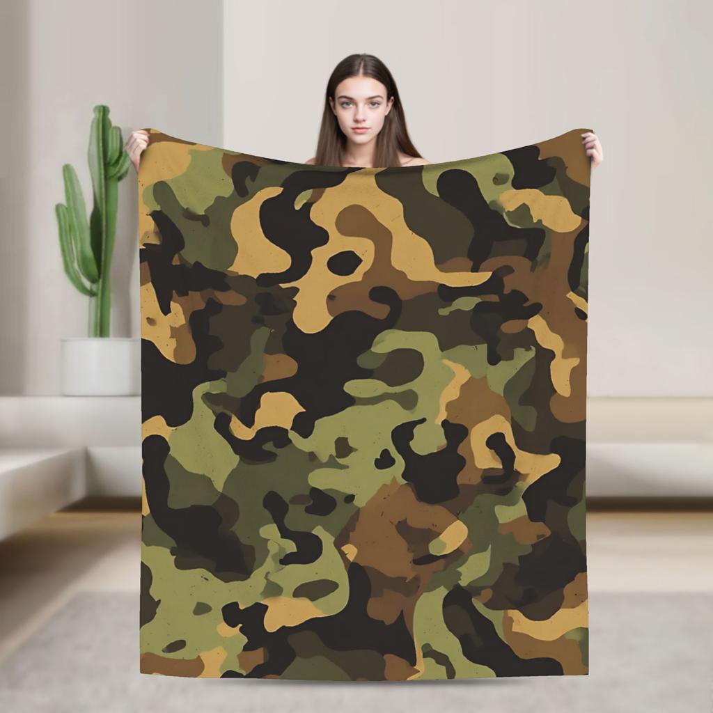 Soft BlanketsGirls Boys Camping Camouflage Military  Bedding Throws  Flannel Bedspread For Bedroom Fashion Sofa Bed Cover