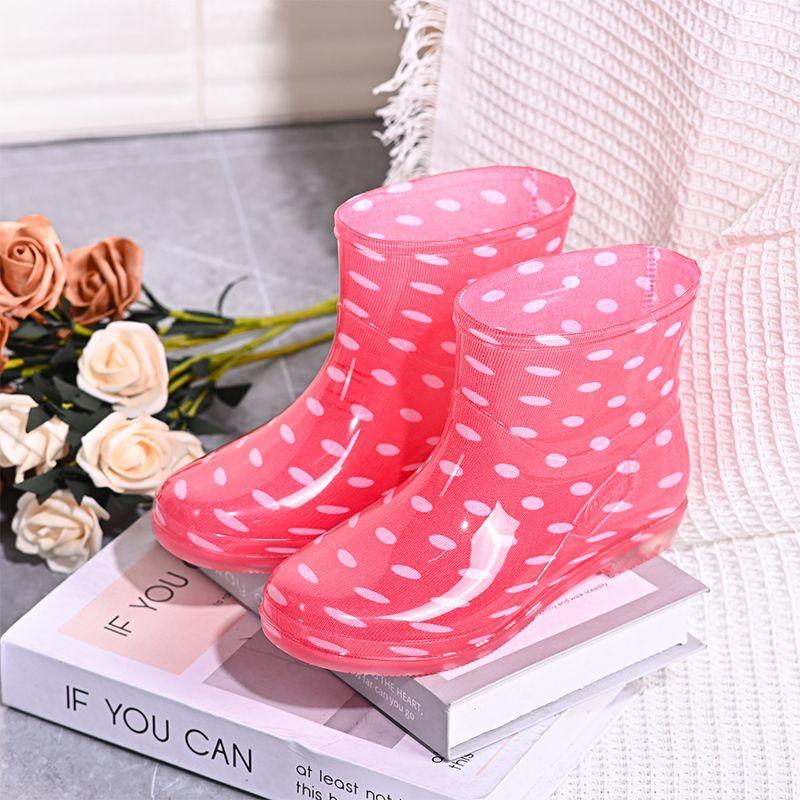 Women's Waterproof Short Shaft Rain Boots Fleece-Lined Anti-Slip Warm Rubber Boots for Kitchen & Outdoor Stylish Adult Footwear