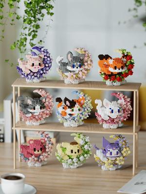 Flower Moon Mini Animal  Building Blocks Small Animals Panda Fox Building Blocks Toy Assembly Model Holiday Gift Birthday Gift